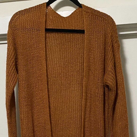 NWOT - Beautiful long sleeve rust/brown/gold maxi sweater/jacket, size L - Picture 2 of 16
